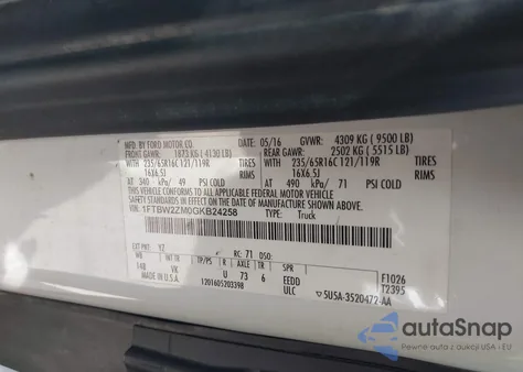 2016 Ford Transit-350 from USA, damaged, VIN 1FTBW2ZM0GKB24258